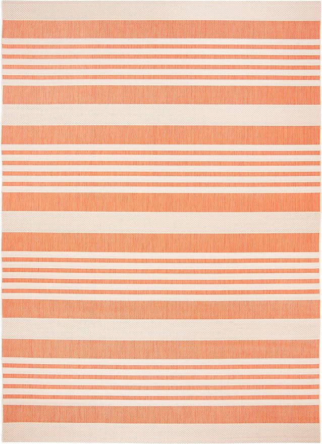 SAFAVIEH Courtyard Collection Area Rug - 8' x 10', Terracotta & Beige, Stripe Design, Non-Shedding & Easy Care, Indoor/Outdoor & Washable-Ideal for Patio, Backyard, Mudroom (CY6062-241)