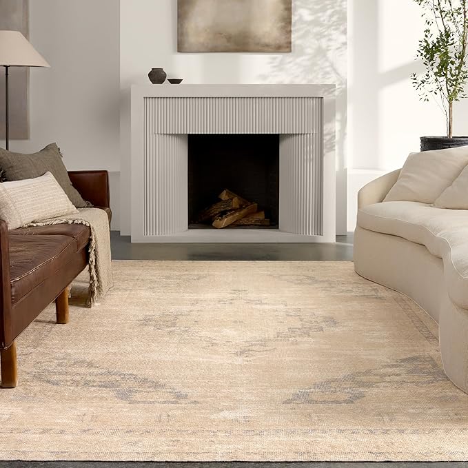 Jaipur Living Natural, Jute 5x8 Area Rug, Boho, Tan and Slate, Living Room Rug, Bedroom Rug