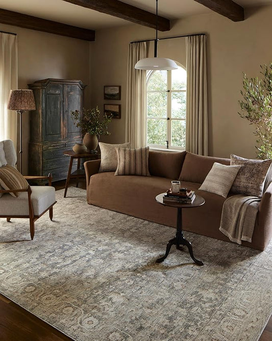 Loloi Amber Lewis Honora Collection HON-02 Slate/Beige 5'-3" x 7'-9" Area Rug