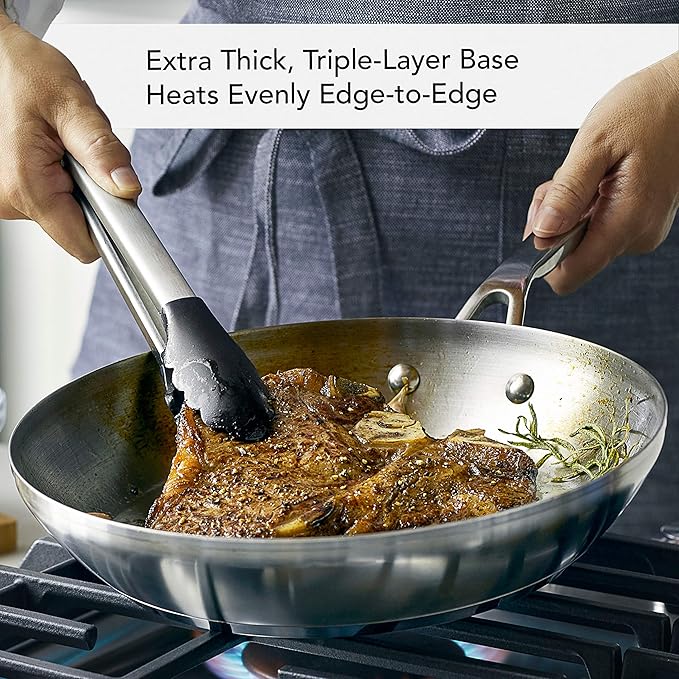 KitchenAid 3-Ply Base Stainless Steel Cookware Pots and Pans Set, 10 Piece, Brushed Stainless