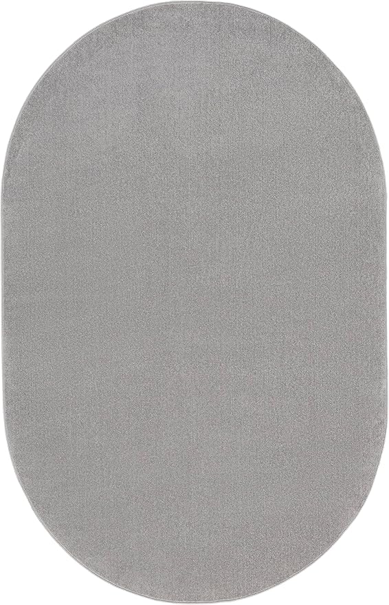 Nourison Essentials Indoor/Outdoor Silver Grey 6' x 9' Oval Area Rug, Easy Cleaning, Non Shedding, Bed Room, Living Room, Dining Room, Backyard, Deck, Patio (6x9 Oval)