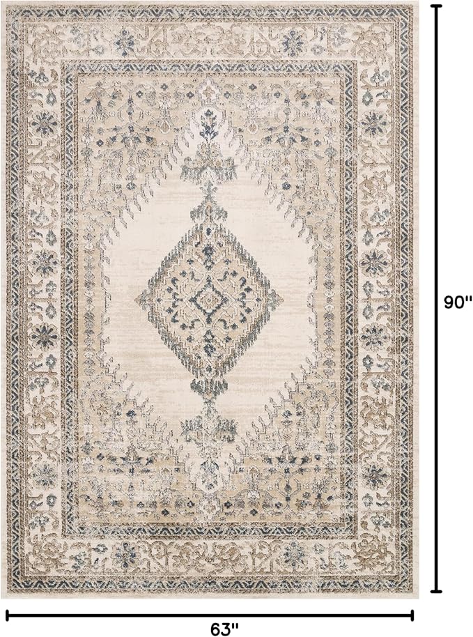 Loloi Teagan Collection 5'-3" x 7'-6" Area Rug in Oatmeal/Ivory - Large, Soft Neutral Rug, High-Traffic for Living Room, Bedroom, Home Office, Dining Area