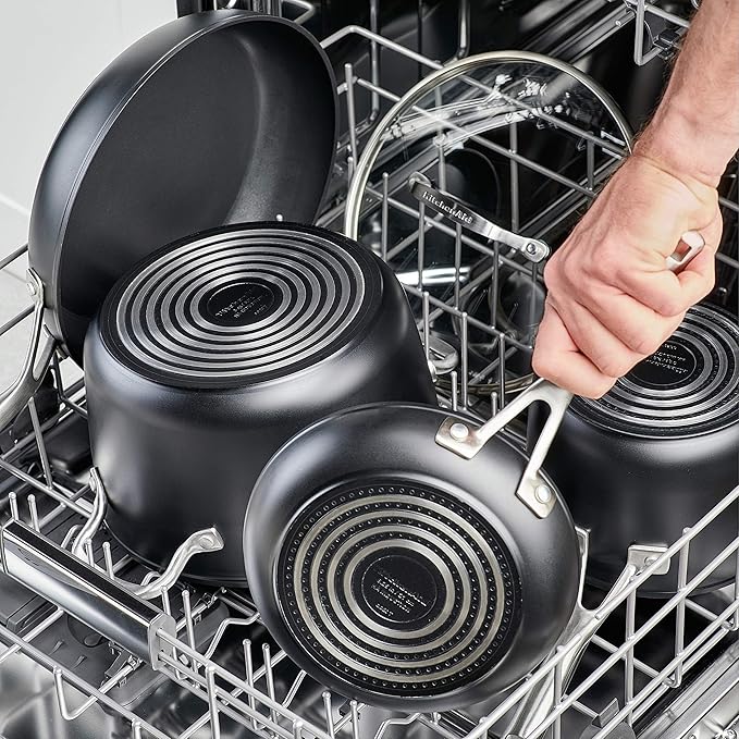 KitchenAid Hard Anodized Induction Nonstick Cookware Pots and Pans Set, 10 Piece, Matte Black