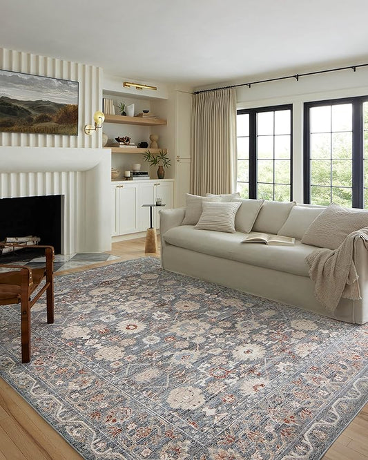 Loloi II Odette Collection ODT-07 Sky/Rust 7'-10" x 10' Area Rug
