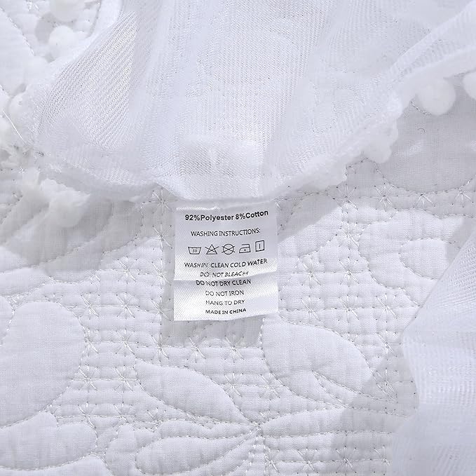 Akiky Pom Pom Canopy Bed Curtains Princess Bed Canopy Scarf for Full/Queen Metal Bed Frame,Wood Frame Bed-2 Panel Sheer Canopy Curtain(White)