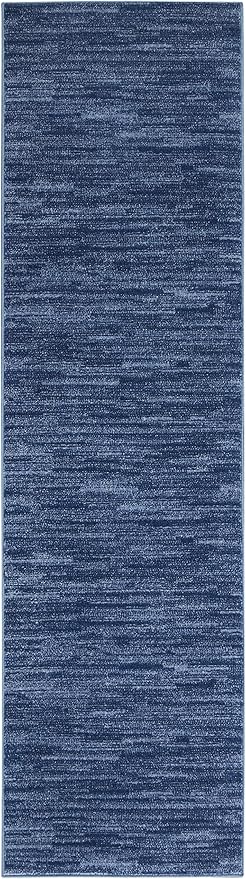 Nourison Essentials Indoor/Outdoor Navy Blue 2' x 6' Area Rug, Easy Cleaning, Non Shedding, Bed Room, Living Room, Dining Room, Backyard, Deck, Patio (2x6)