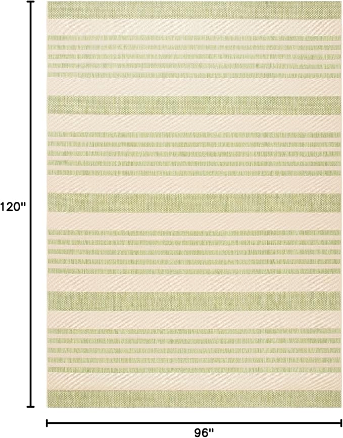 SAFAVIEH Courtyard Collection 8' x 10' Beige/Sweet Pea CY6062 Stripe Indoor/ Outdoor Patio Backyard Mudroom Area Rug
