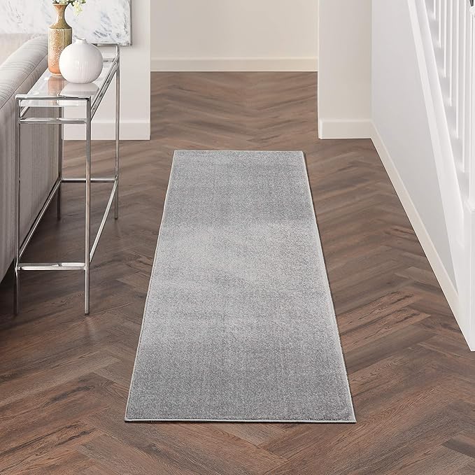 Nourison Essentials 2'2" x 10' Silver Grey Outdoor Indoor/Outdoor Rug