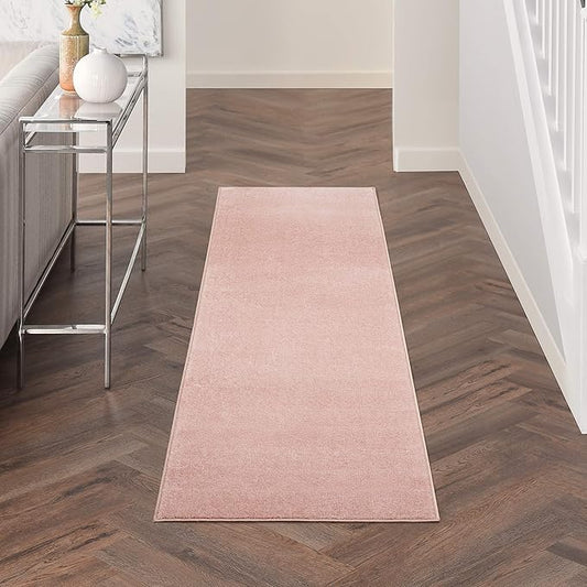 Nourison Essentials Indoor/Outdoor Pink 2'2" x 10' Area Rug, Easy Cleaning, Non Shedding, Bed Room, Living Room, Dining Room, Backyard, Deck, Patio (2x10)