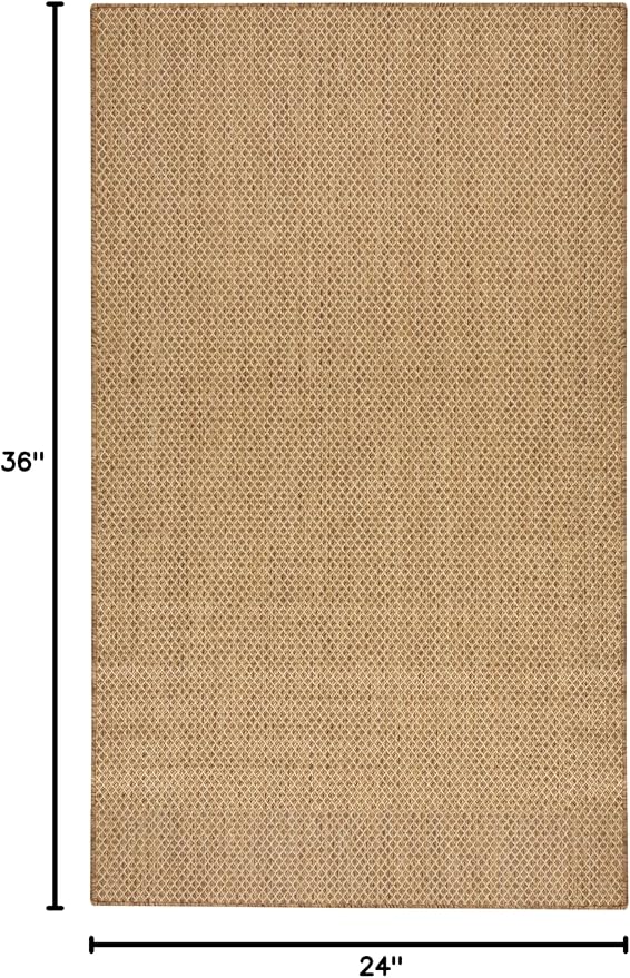 Nourison Courtyard Jute 2' x 3' Area Rug - Easy Clean, Non Shedding, Bed Room, Living Room, Dining Room, Kitchen (2' x 3')