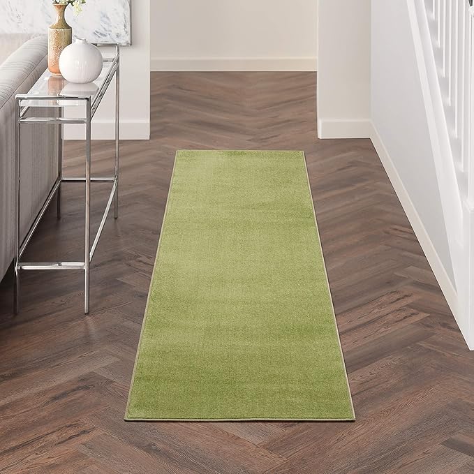 Nourison Essentials Indoor/Outdoor Green 2' x 6' Area Rug, Easy Cleaning, Non Shedding, Bed Room, Living Room, Dining Room, Backyard, Deck, Patio (2x6)