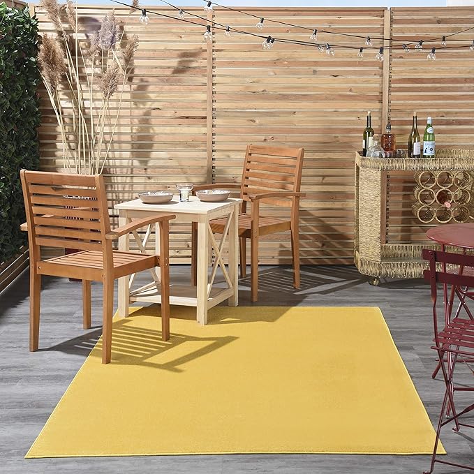 Nourison Essentials Indoor/Outdoor Yellow 4' x 6' Area Rug, Easy Cleaning, Non Shedding, Bed Room, Living Room, Dining Room, Backyard, Deck, Patio (4x6)