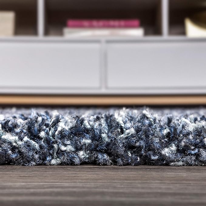 JONATHAN Y MCR100C-5 Mercer Shag Plush Tassel Indoor Area-Rug Bohemian Modern Contemporary Solid Easy-Cleaning Bedroom Kitchen Living Room, 5 X 8, Denim Blue with Tassel