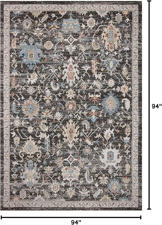 Loloi II Odette Collection ODT-04 Charcoal/Multi 7'-10" x 7'-10" Round Area Rug