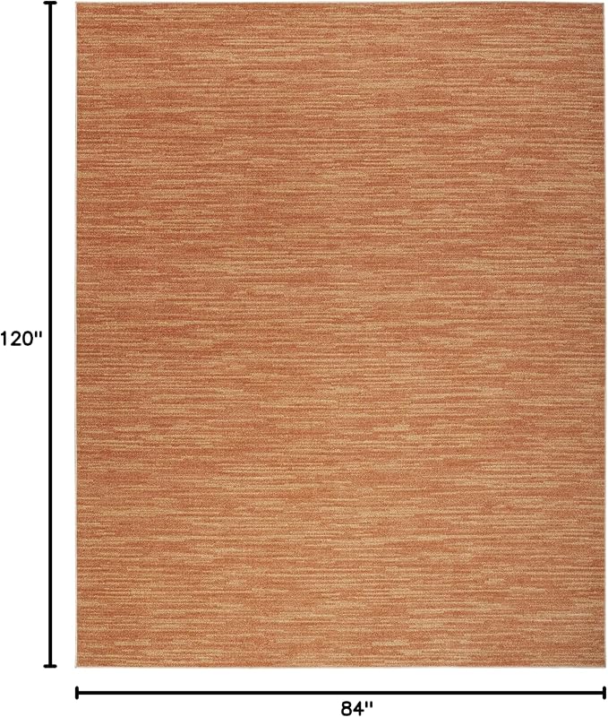 Nourison Essentials Indoor/Outdoor Rust 7' x 10' Area Rug, Easy Cleaning, Non Shedding, Bed Room, Living Room, Dining Room, Backyard, Deck, Patio (7x10)