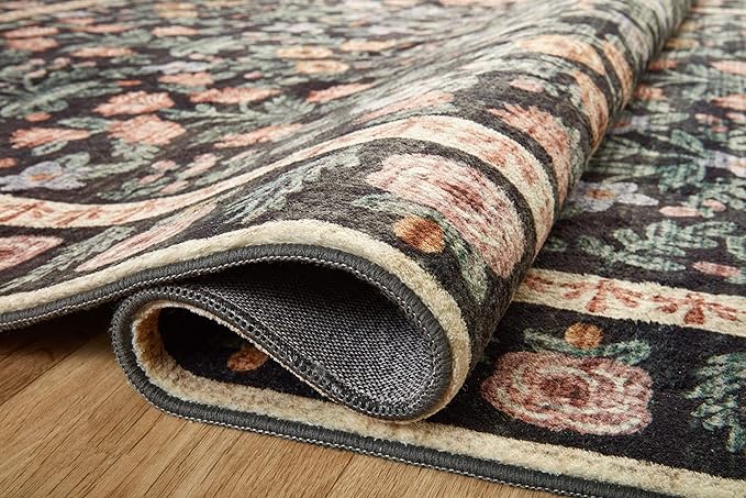 Loloi Rifle Paper Co. Eden Collection EDE-02 Accent Rug feat. CloudPile 2'-3" x 3'-9" Mughal Garden Black Rectangular 0.38" Thick