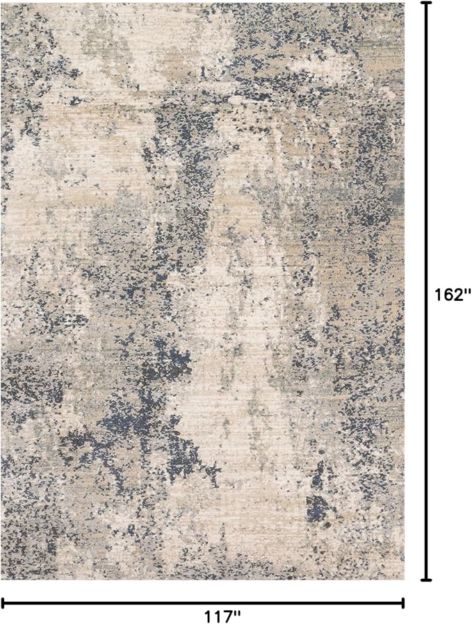 Loloi Teagan Collection 9'-9" x 13'-6" Area Rug in Natural/Denim - Large, Soft Neutral Rug, High-Traffic for Living Room, Bedroom, Home Office, Dining Area
