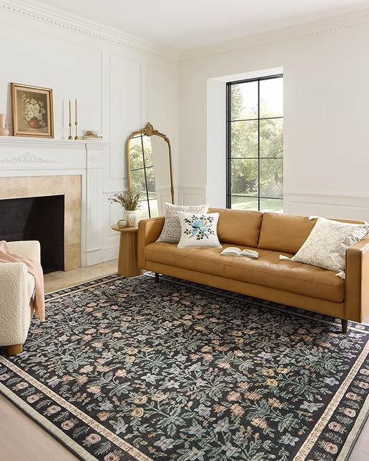 Rifle Paper Co. x Loloi Eden Collection EDE-02 Mughal Garden Black 2'-6" x 11'-6" Runner Rug