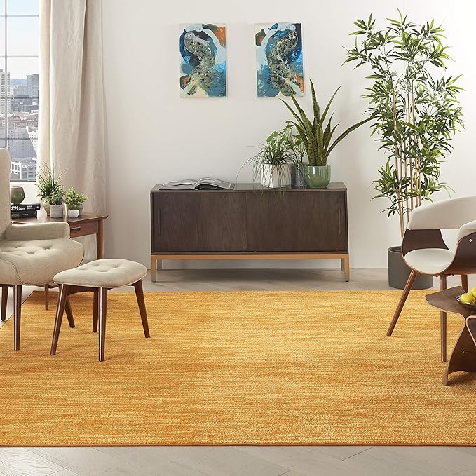 Nourison Essentials Indoor/Outdoor Sunburst 5' x Square Area Rug, Easy Cleaning, Non Shedding, Bed Room, Living Room, Dining Room, Backyard, Deck, Patio (5 Square)