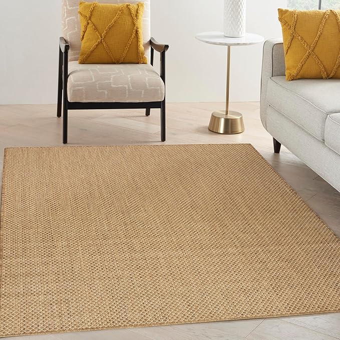 Nourison Courtyard Jute 6' x 9' Area Rug - Easy Clean, Non Shedding, Bed Room, Living Room, Dining Room, Kitchen (6' x 9')