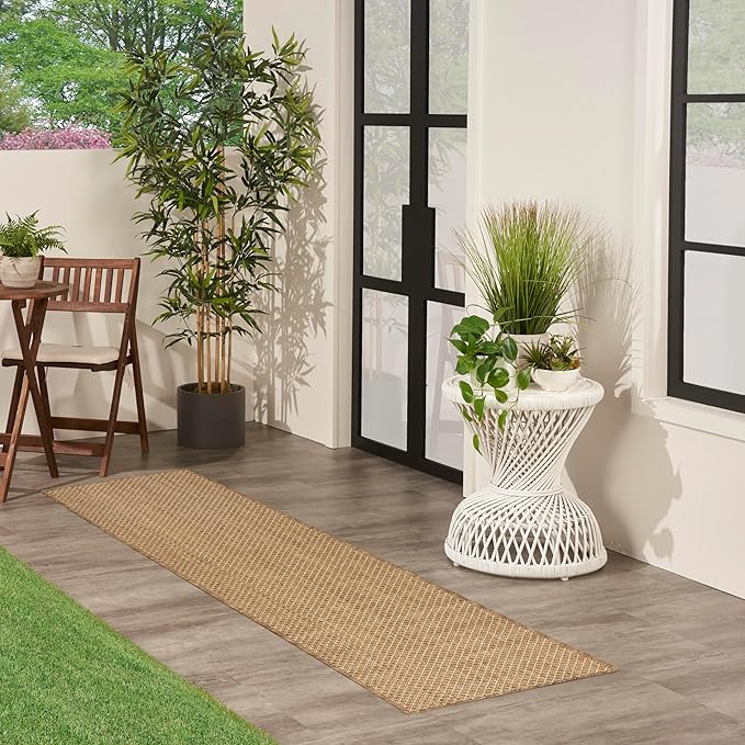 Nourison Courtyard Jute 2' x 6' Area Rug - Easy Clean, Non Shedding, Bed Room, Living Room, Dining Room, Kitchen (6' Runner)