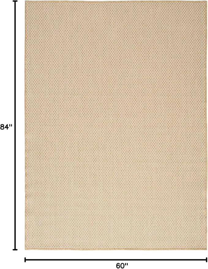Nourison Courtyard Natural 5' x 7' Area Rug - Easy Clean, Non Shedding, Bed Room, Living Room, Dining Room, Kitchen (5' x 7')