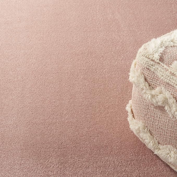 Nourison Essentials Indoor/Outdoor Pink 7' x Square Area Rug, Easy Cleaning, Non Shedding, Bed Room, Living Room, Dining Room, Backyard, Deck, Patio (7 Square)