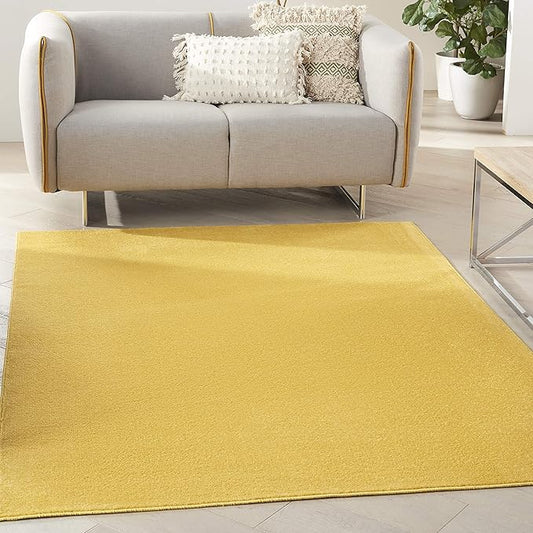 Nourison Essentials Indoor/Outdoor Yellow 4' x 6' Area Rug, Easy Cleaning, Non Shedding, Bed Room, Living Room, Dining Room, Backyard, Deck, Patio (4x6)