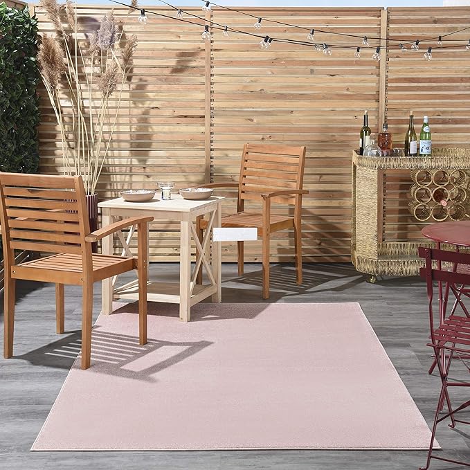 Nourison Essentials Indoor/Outdoor Pink 4' x 6' Area Rug, Easy Cleaning, Non Shedding, Bed Room, Living Room, Dining Room, Backyard, Deck, Patio (4x6)
