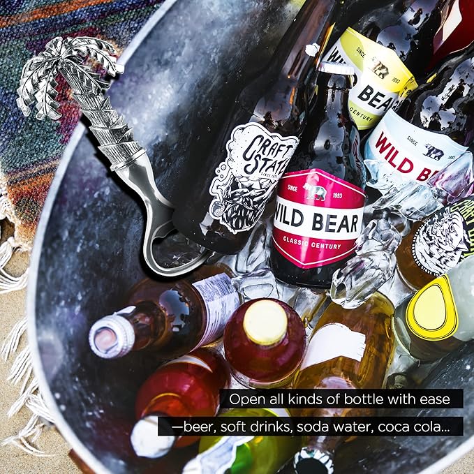 Homestia 2PCS Elephant Wine Stopper with Palm Tree Beer Bottle Opener Set, Wine Topper Seal Corks Silicone Wine Stopper, Reusable Cork Stoppers Bottle Toppers, Corks Stoppers