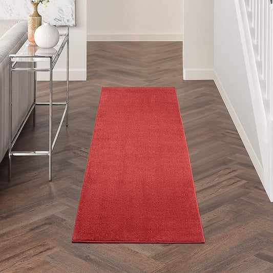 Nourison Essentials Indoor/Outdoor Brick Red 2' x 6' Area-Rug, Easy-Cleaning, Non Shedding, Bed Room, Living Room, Dining Room, Backyard, Deck, Patio (2x6)