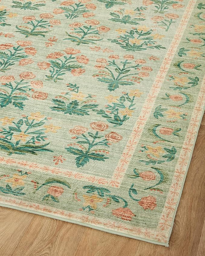 Rifle Paper Co. x Loloi Eden Collection EDE-01 Mughal Rose Moss 2'-3" x 3'-9" Accent Rug