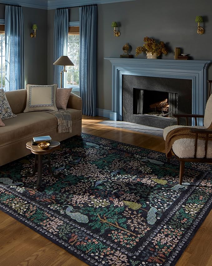 Loloi Rifle Paper Co. Canopy Collection CNP-05 Charcoal 5'-0" x 7'-6" Area Rug