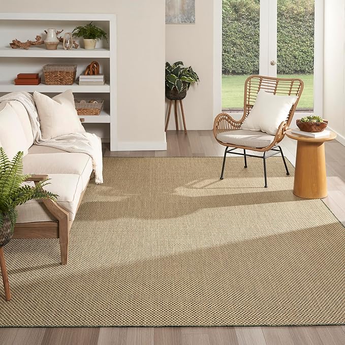 Nourison Courtyard Green 8' x 10' Area Rug - Easy Clean, Non Shedding, Bed Room, Living Room, Dining Room, Kitchen (8' x 10')
