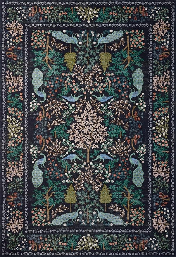 Loloi Rifle Paper Co. Canopy Collection CNP-05 Charcoal 5'-0" x 7'-6" Area Rug