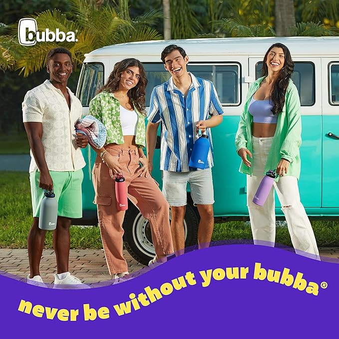 Bubba Radiant Stainless Steel Simple-Lid Rubberized Water Bottle, Bass, 64oz.