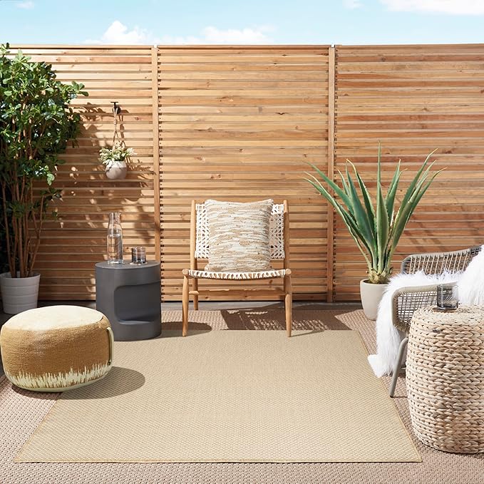 Nourison Courtyard Natural 5' x 7' Area Rug - Easy Clean, Non Shedding, Bed Room, Living Room, Dining Room, Kitchen (5' x 7')