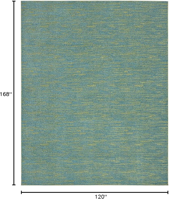 Nourison Essentials 120x168 Rectangle Fabric Area Rug in Blue/Green