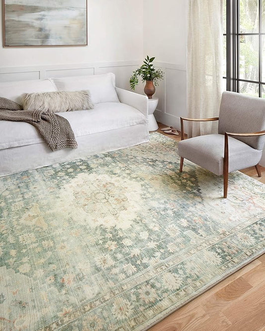 Loloi II Rosette Teal/Ivory 3'-3" x 5'-3" Accent Rug