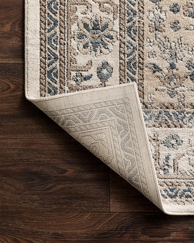 Loloi II Teagan Collection TEA-02 Oatmeal/Ivory 2'-8" x 4', .25" Thick, Accent Rug, Soft, Durable, Neutral, Woven, Low Pile, Non-Shedding, Easy Clean, Living Room Rug