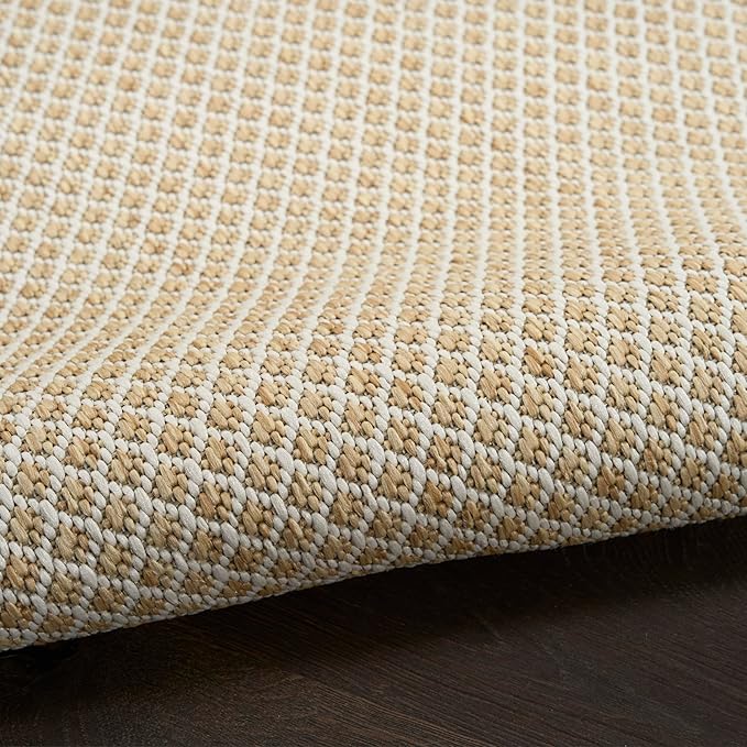 Nourison Courtyard Natural 5' x 7' Area Rug - Easy Clean, Non Shedding, Bed Room, Living Room, Dining Room, Kitchen (5' x 7')