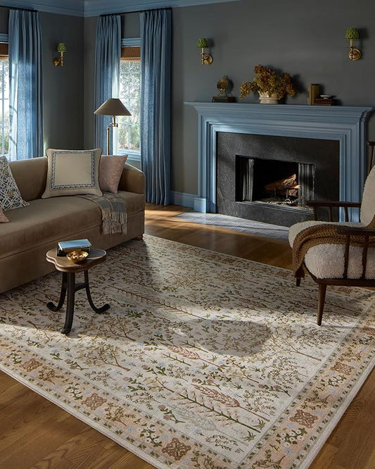 Loloi Rifle Paper Co. Canopy Collection CNP-01 Cream 8'-6" x 11'-6" Area Rug