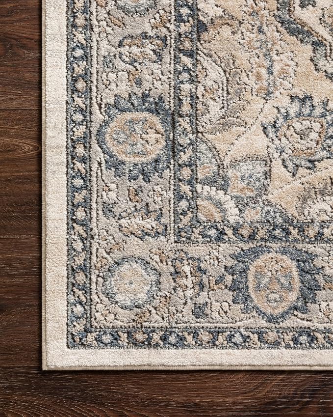 Loloi Teagan Collection 5'-3" x 7'-6" Area Rug in Natural/Lt. Grey - Large, Soft Neutral Rug, High-Traffic for Living Room, Bedroom, Home Office, Dining Area