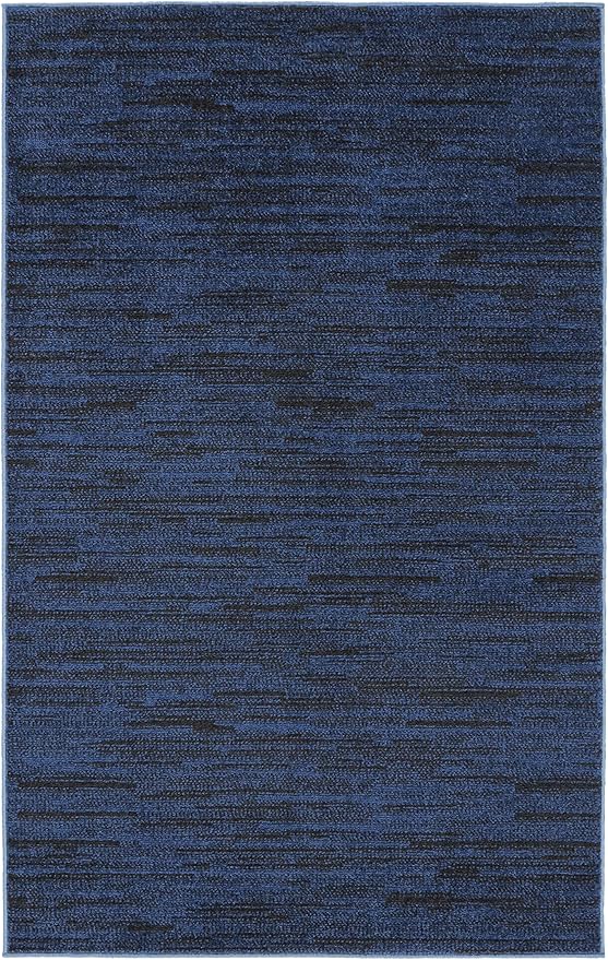 Nourison Essentials Indoor/Outdoor Midnight Blue 3' x 5' Area Rug, Easy Cleaning, Non Shedding, Bed Room, Living Room, Dining Room, Backyard, Deck, Patio (3x5)