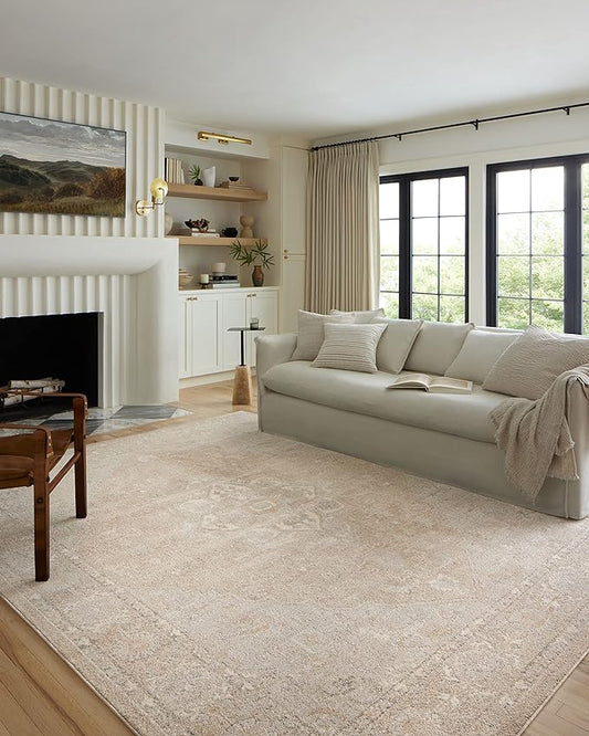 Loloi II Odette Collection ODT-05 Beige/Silver 9'-2" x 9'-2" Round Area Rug