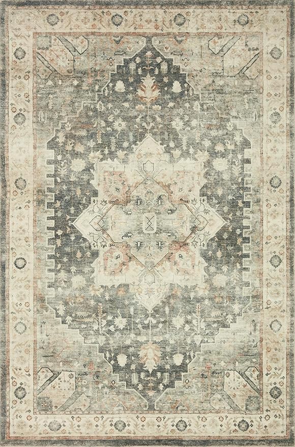 Loloi II Rosette Slate/Ivory 2'-6" x 7'-6" Runner Rug
