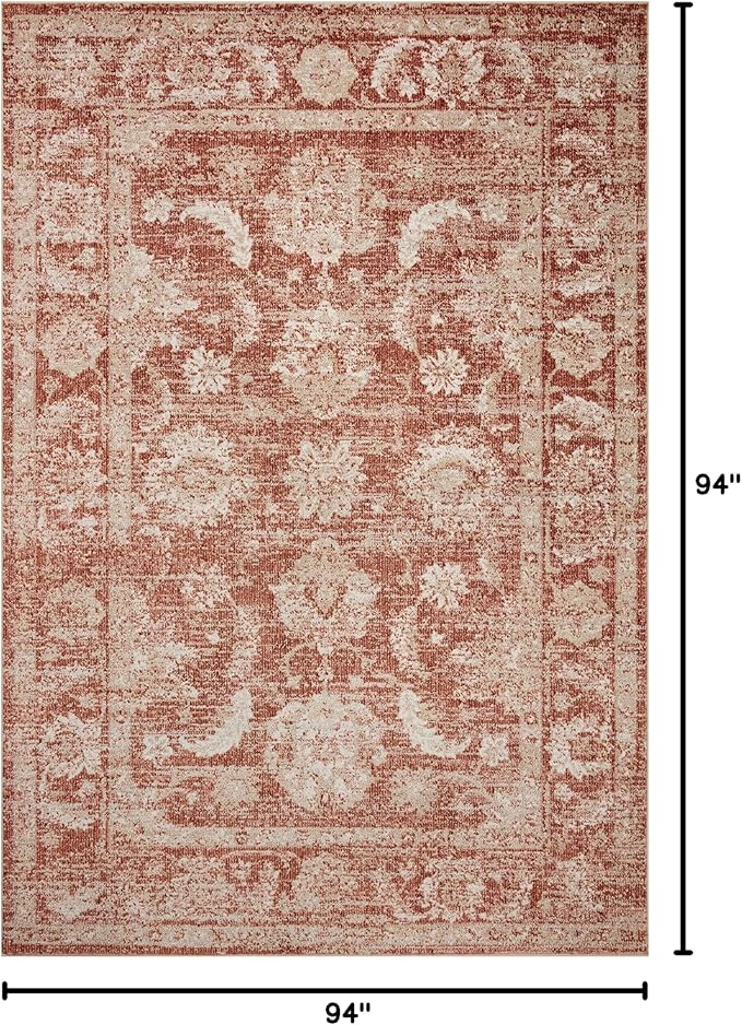 Loloi II Odette Rust/Ivory 7'-10" x 7'-10" Round Area Rug