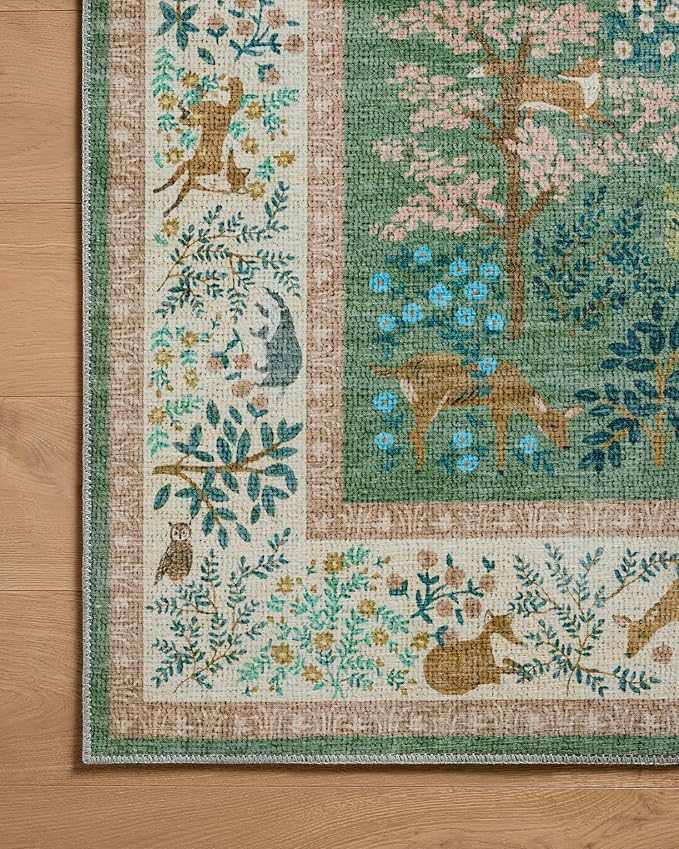 Loloi Rifle Paper Co. Canopy Collection CNP-02 Sage/Blush 5'-0" x 7'-6" Area Rug