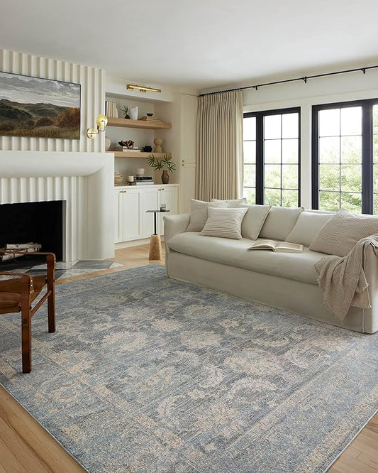 Loloi II Odette Collection ODT-03 Sky/Beige 5'-3" x 7'-9" Area Rug