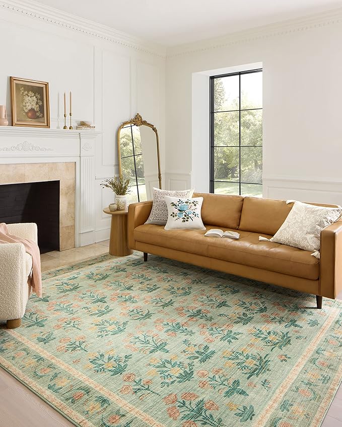 Rifle Paper Co. x Loloi Eden Collection EDE-01 Mughal Rose Moss 2'-6" x 9'-6" Runner Rug